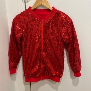Girls red sequin jacket
